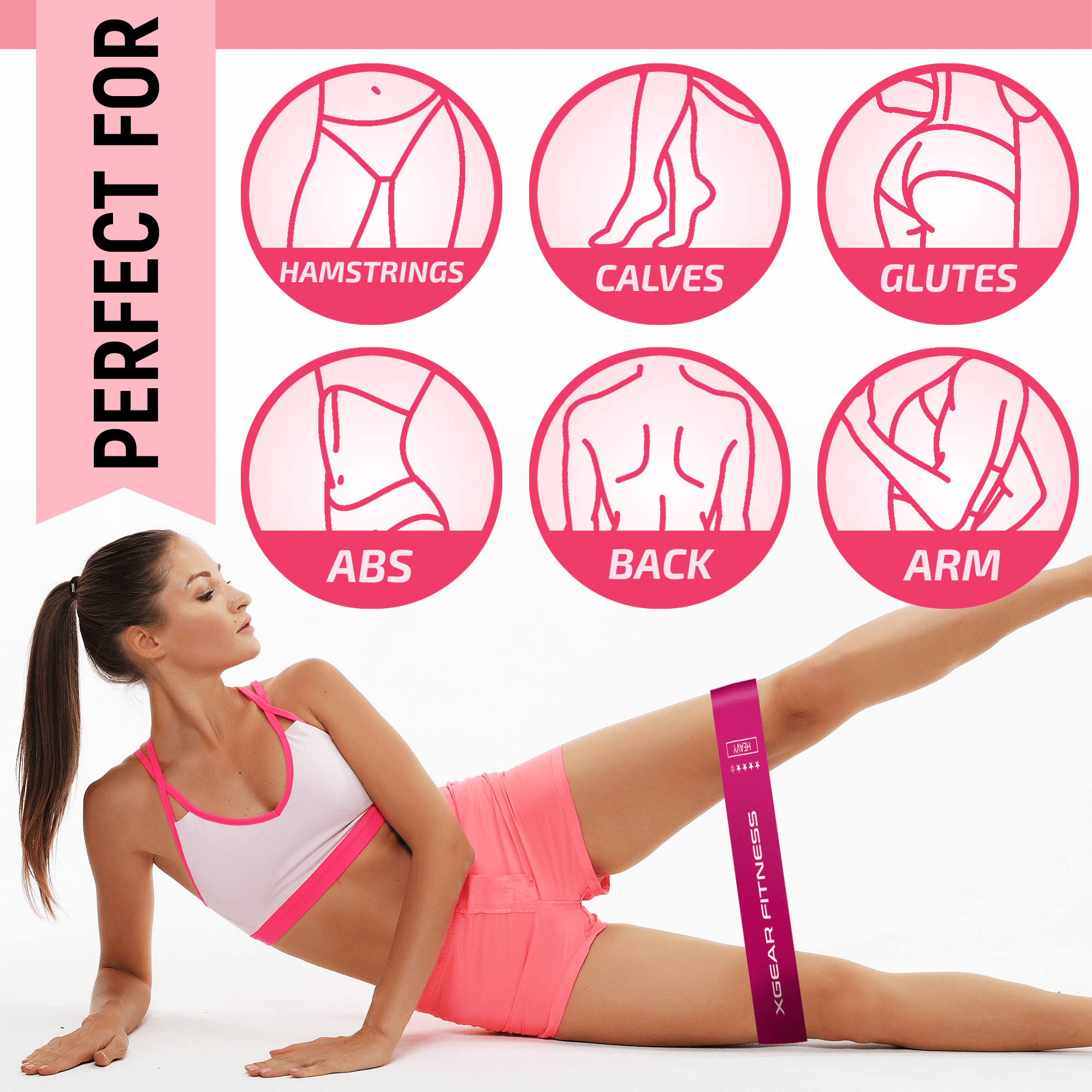 XGear Fitness Loop Resistance Band Set of 5 for Women with Carry Bag