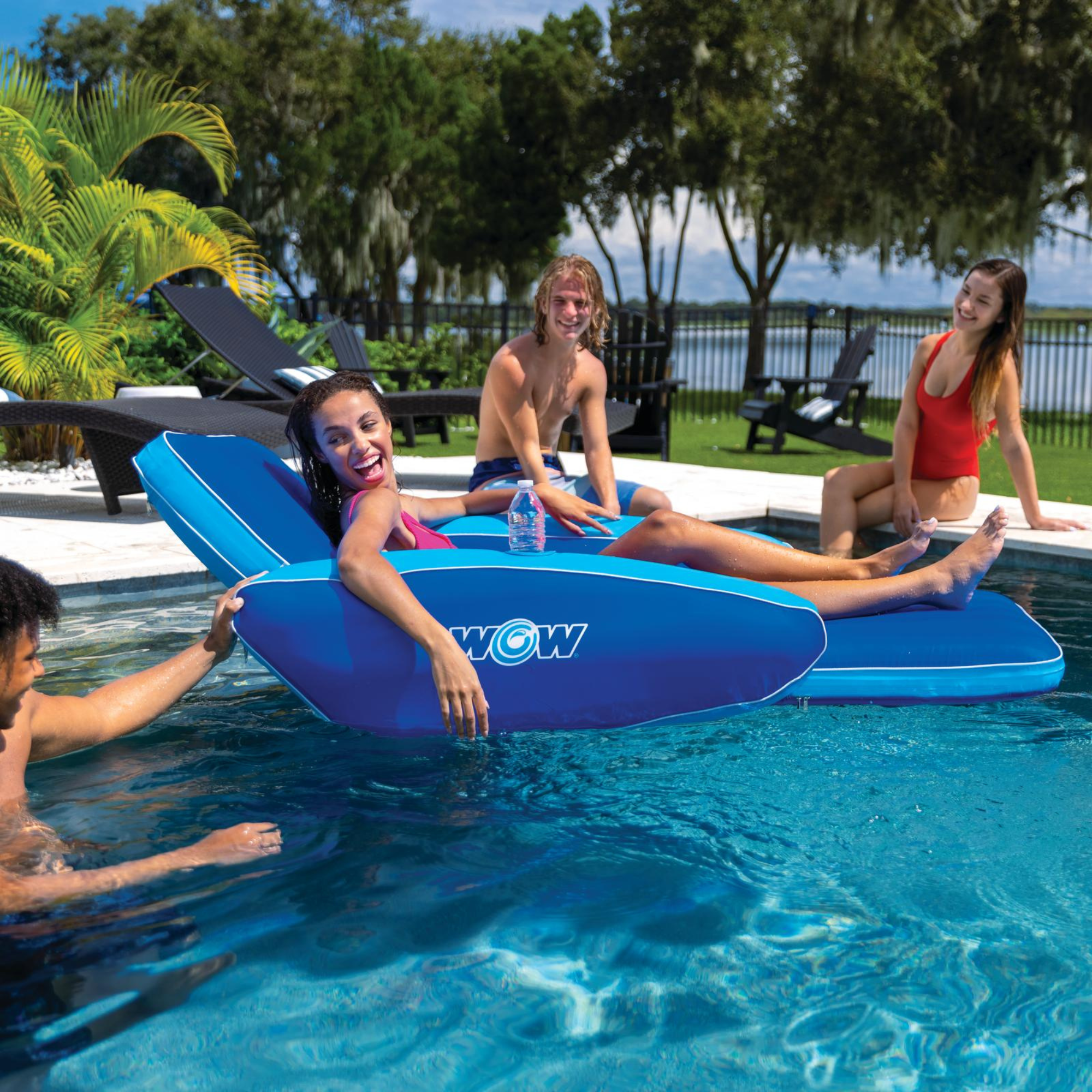 WOW Watersports Modern Lounger Pool Float with Cupholder