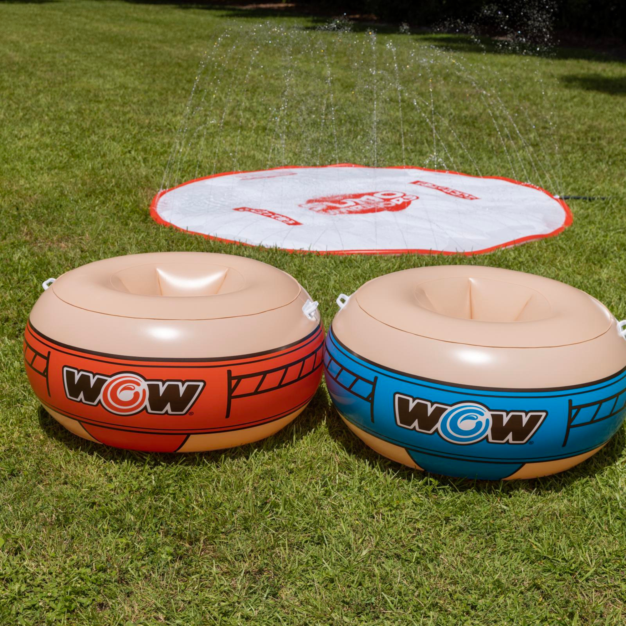 WOW Watersports 10ft Sumo Wrestling Spray Pad with 2 Sumo Belly-Bumpers