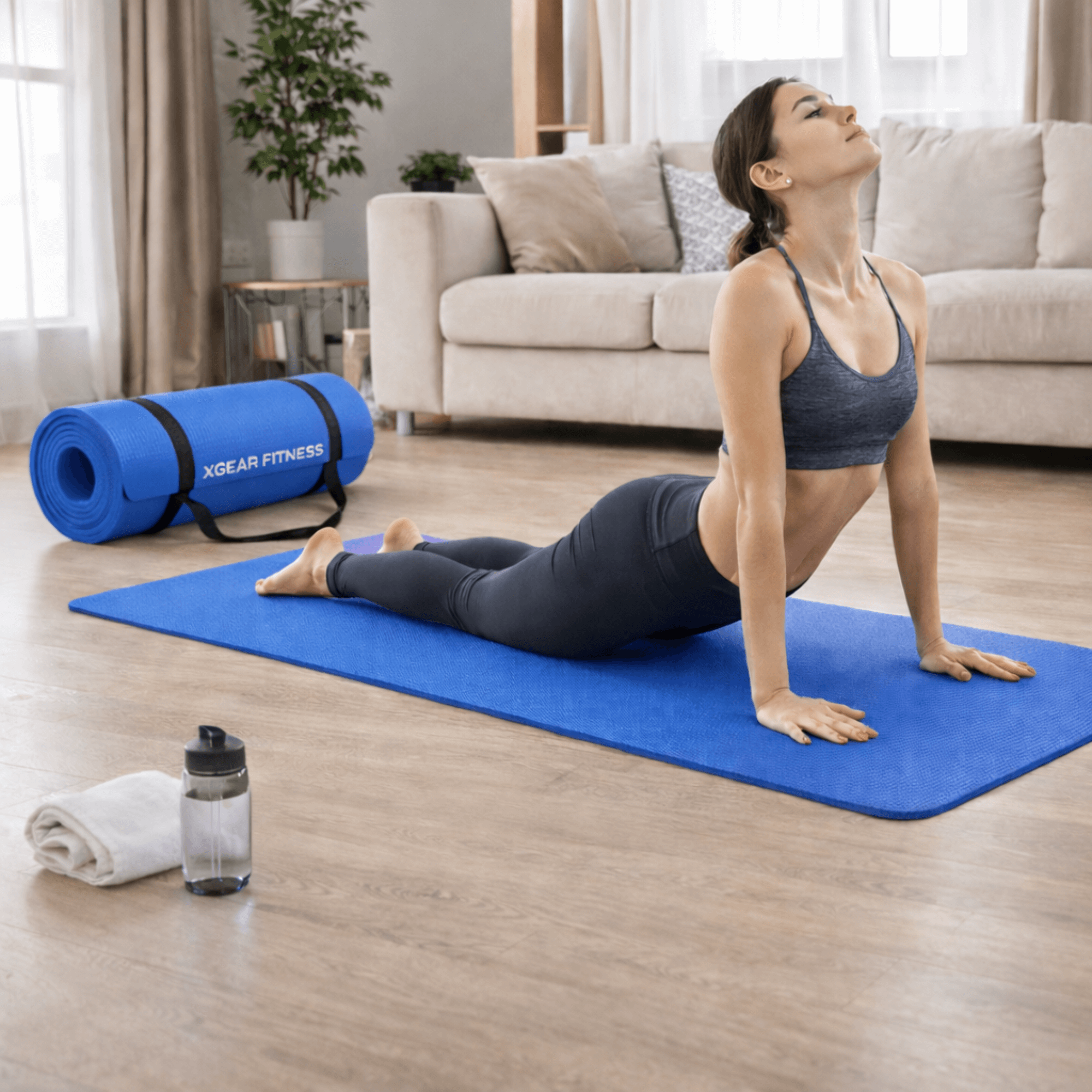 XGear Fitness Thick Travel Yoga Mat with Carrying Strap