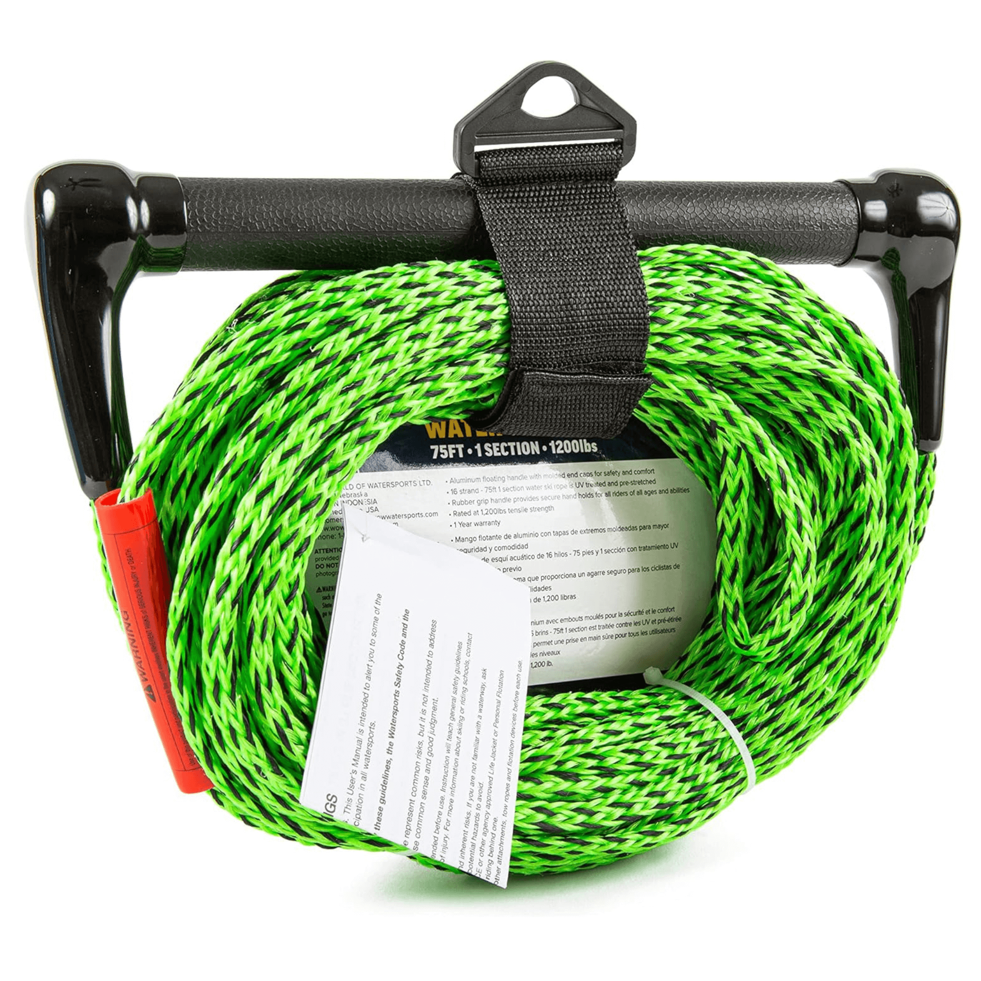 WOW Watersports 75ft 1-Section Tow Rope with Rubber Handle