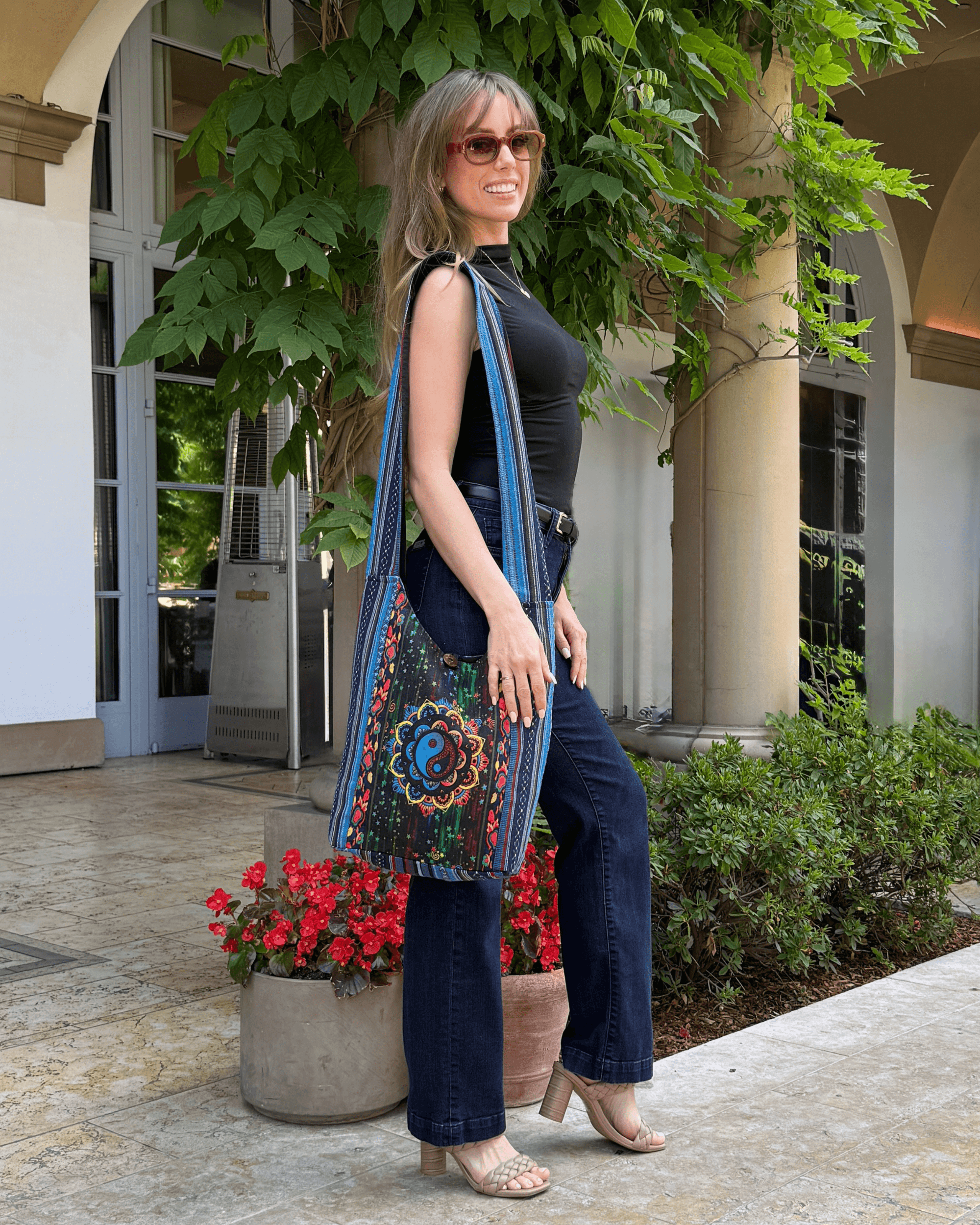 Kathmandu Collection Yin Yang Print Hobo Bag