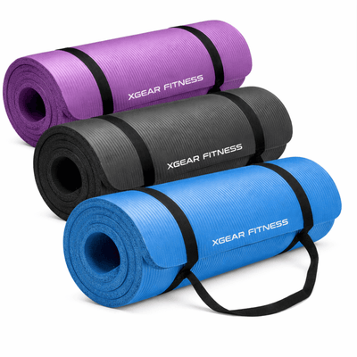 XGear Fitness Thick Travel Yoga Mat with Carrying Strap