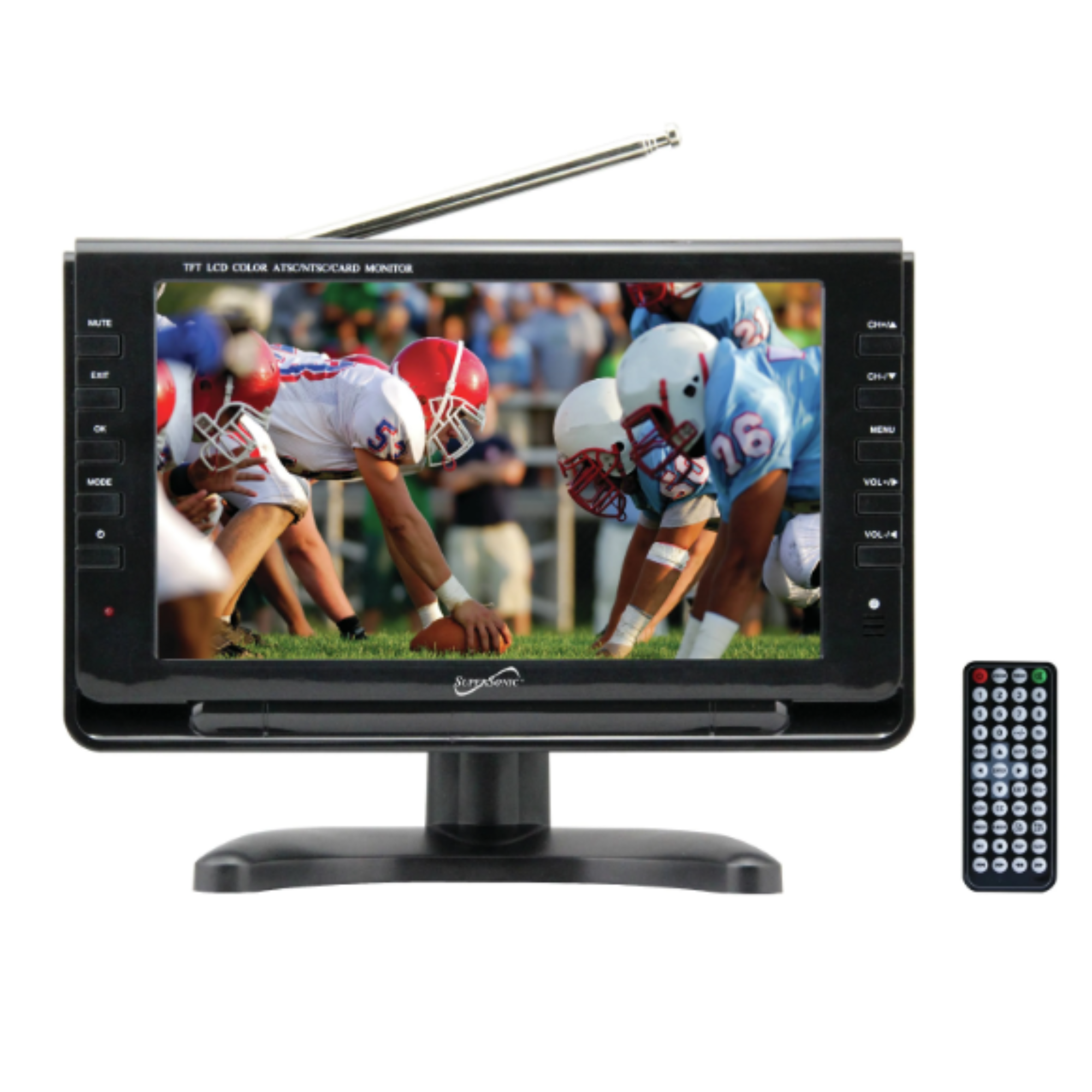 Supersonic 7" Portable Digital LCD TV with USB and SD Inputs, 12 Volt AC/DC Compatible for RVs (SC-195)