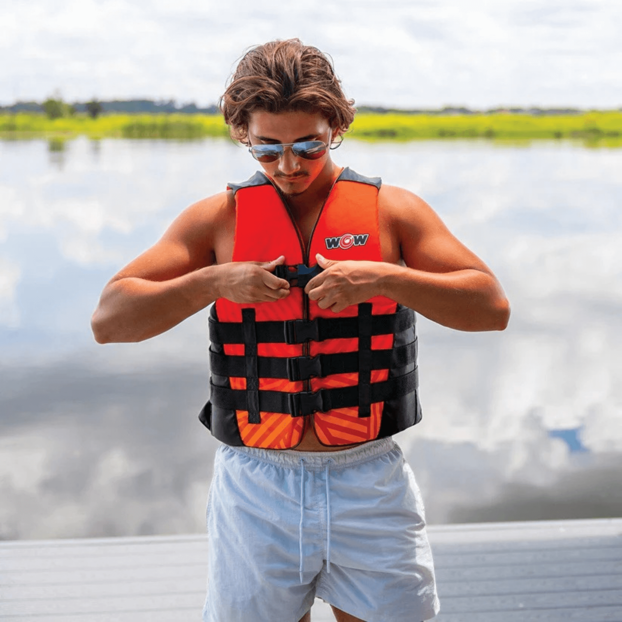WOW Watersports Vis-Wave Adult Life Vest Red