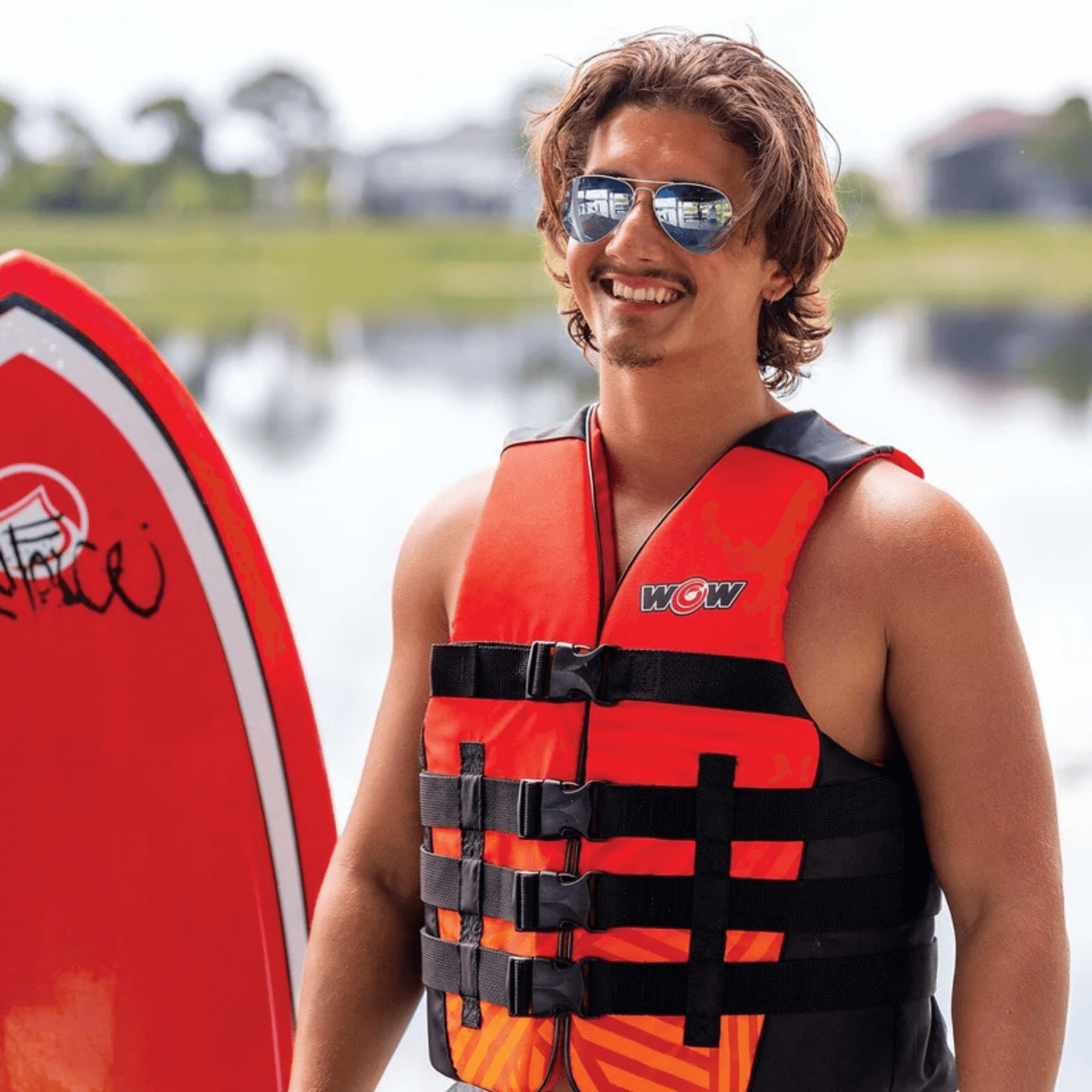 WOW Watersports Vis-Wave Adult Life Vest Red