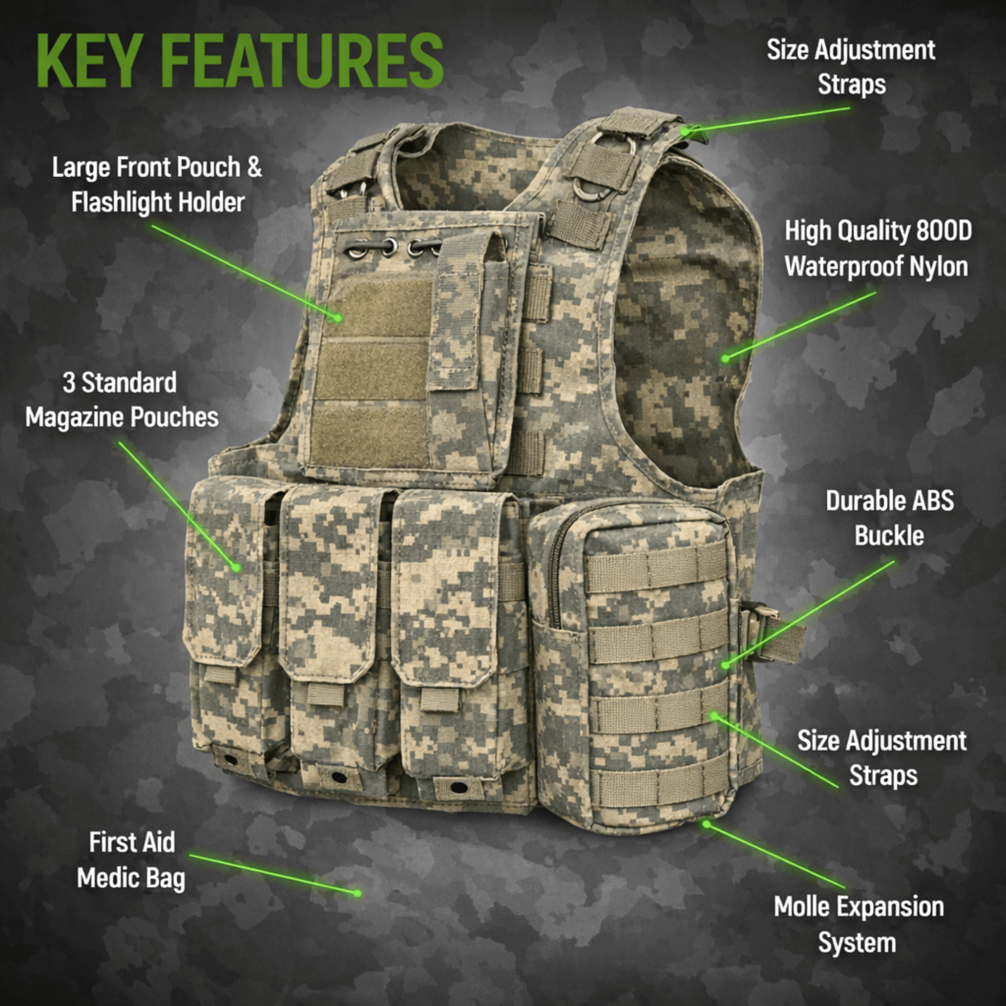 XGear Tactical Military Tactical Plate Carrier Vest