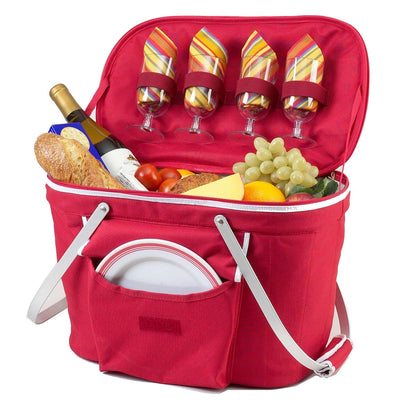 Picnic at Ascot Collapsible Insulated Picnic Basket for 4