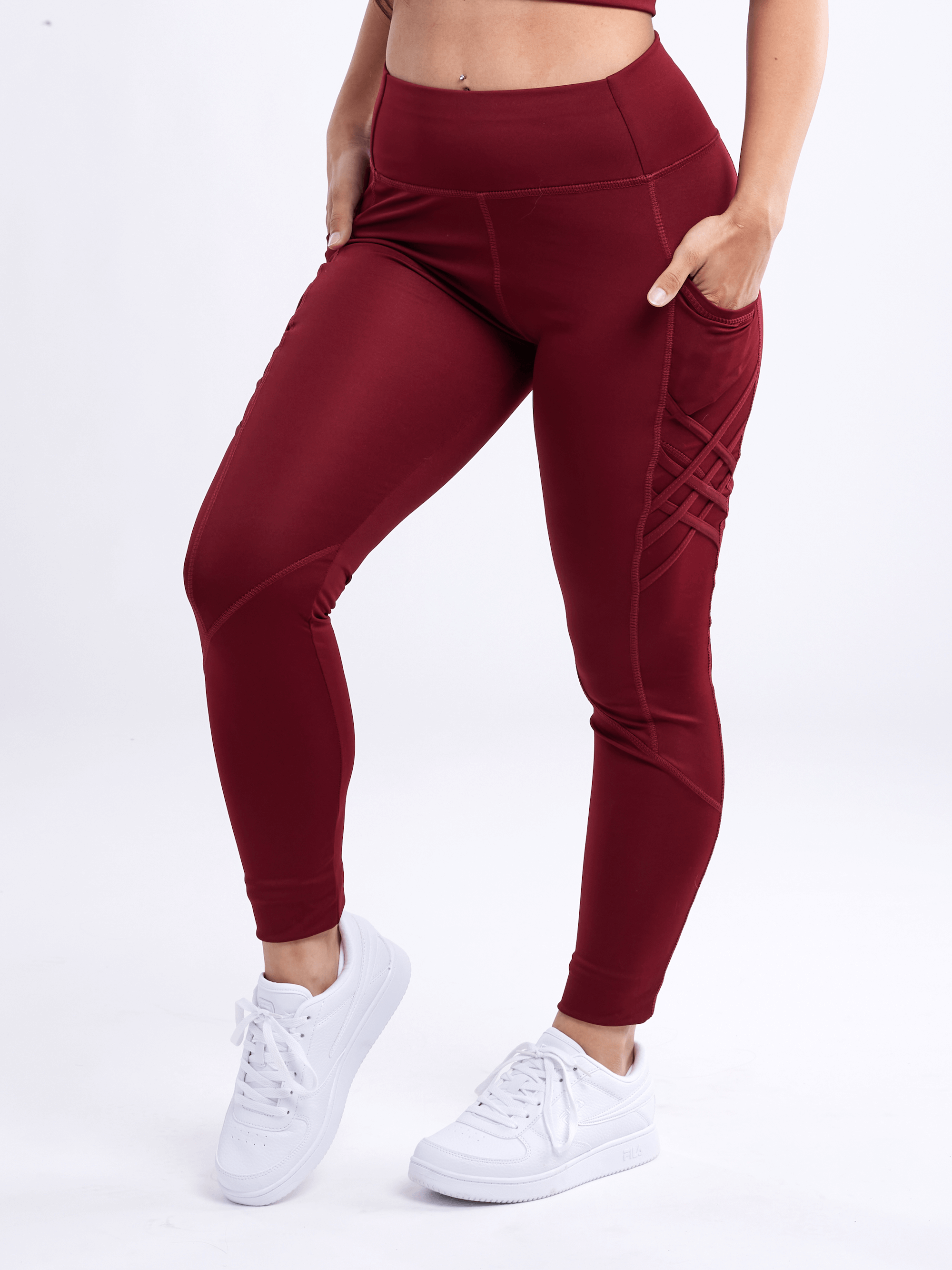 High Waisted Criss Cross Training Leggings with Hip Pockets