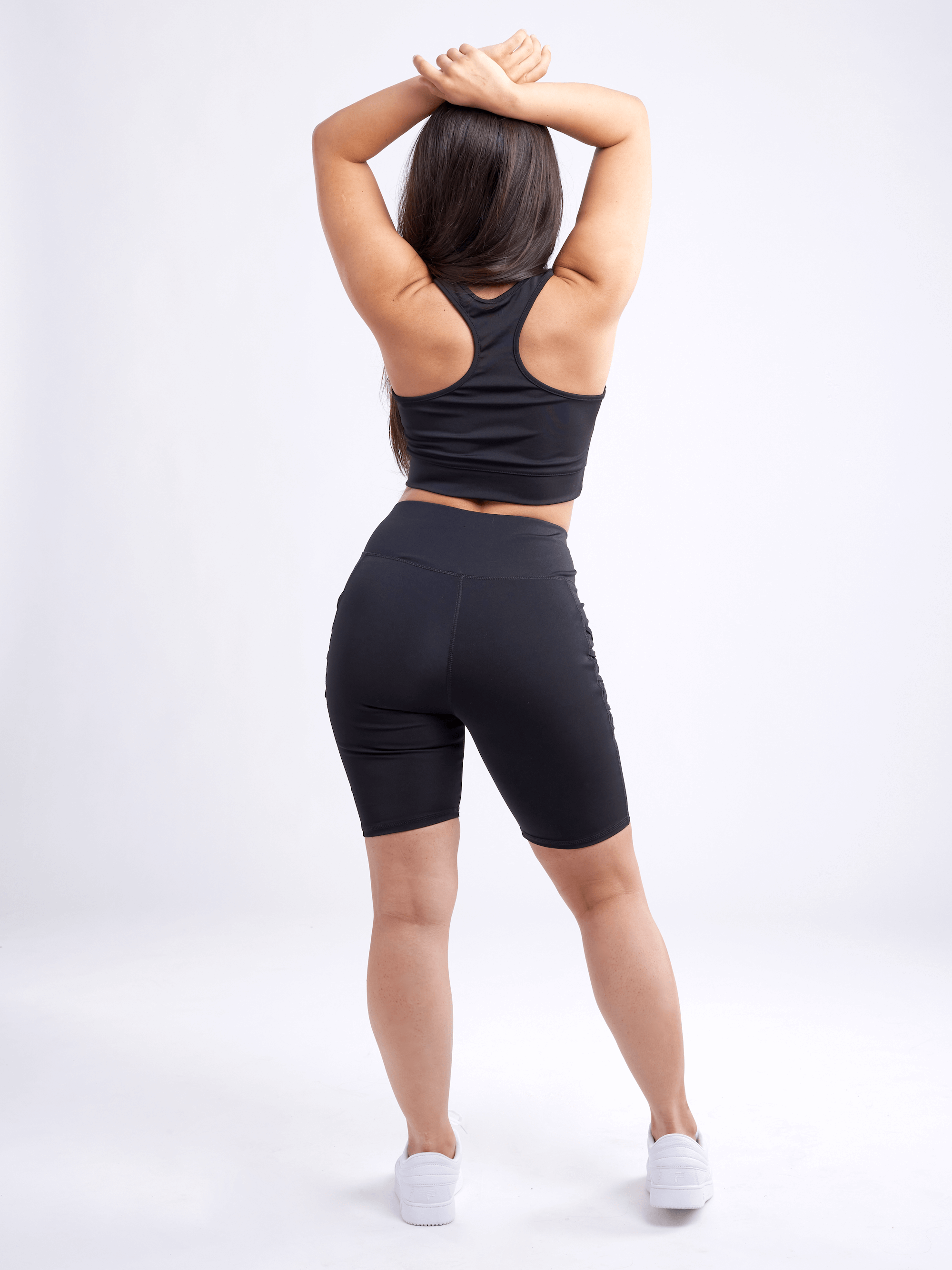 JupiterGear High-Waisted Workout Shorts with Pockets & Criss Cross Design