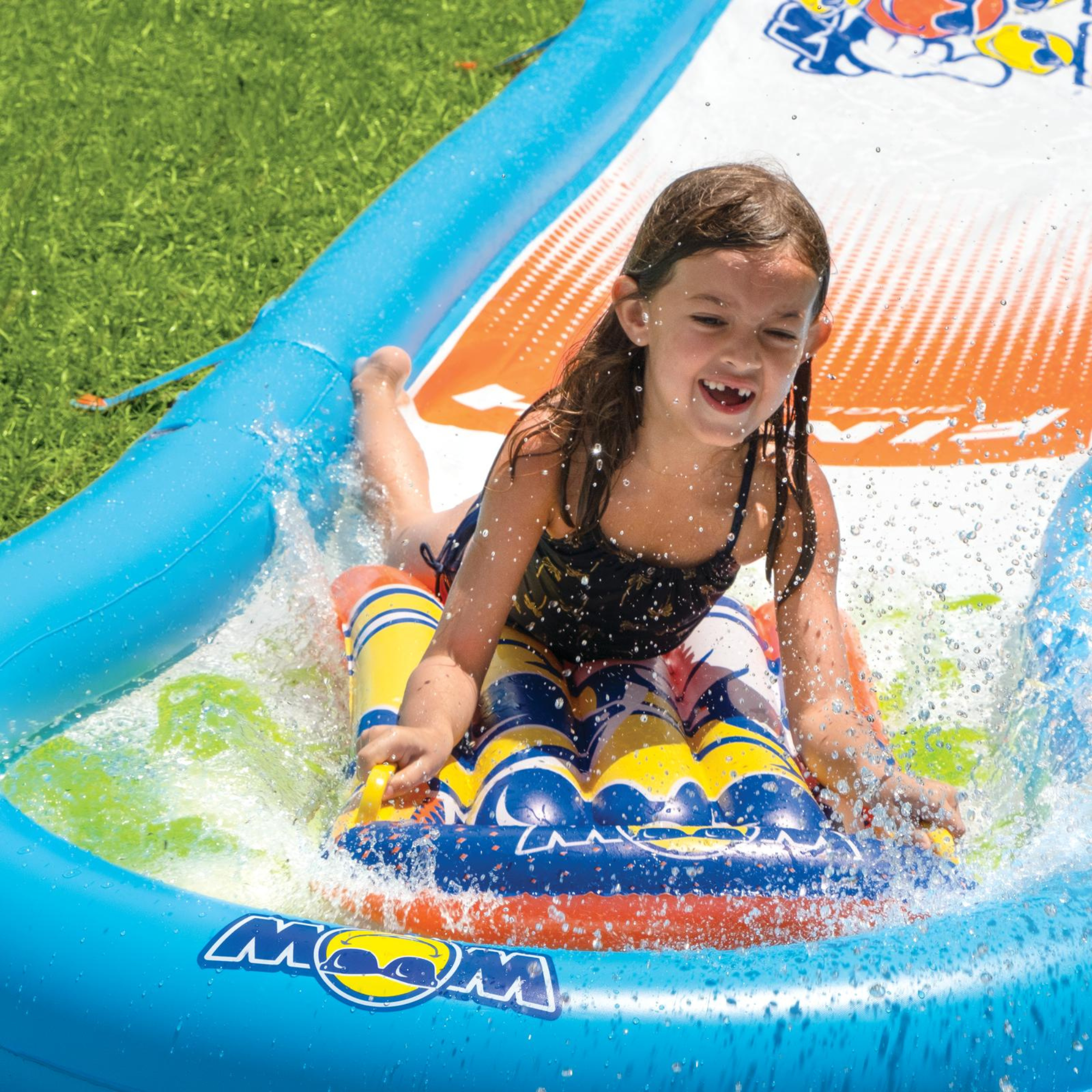 WOW Sports Single Lane Backyard Lawn Slide with Attached Pool