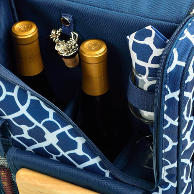 Picnic at Ascot Bordeaux Wine & Cheese Cooler Bag w/Glass Wine Glasses & Blanket