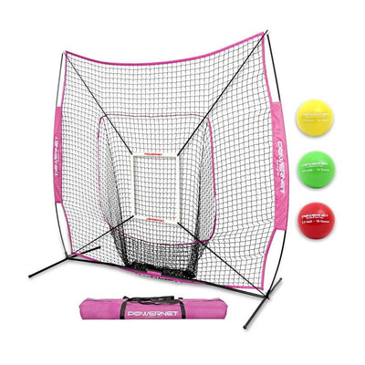 PowerNet DLX 2.0 Baseball Softball Hitting Net System with 3 Weighted Balls