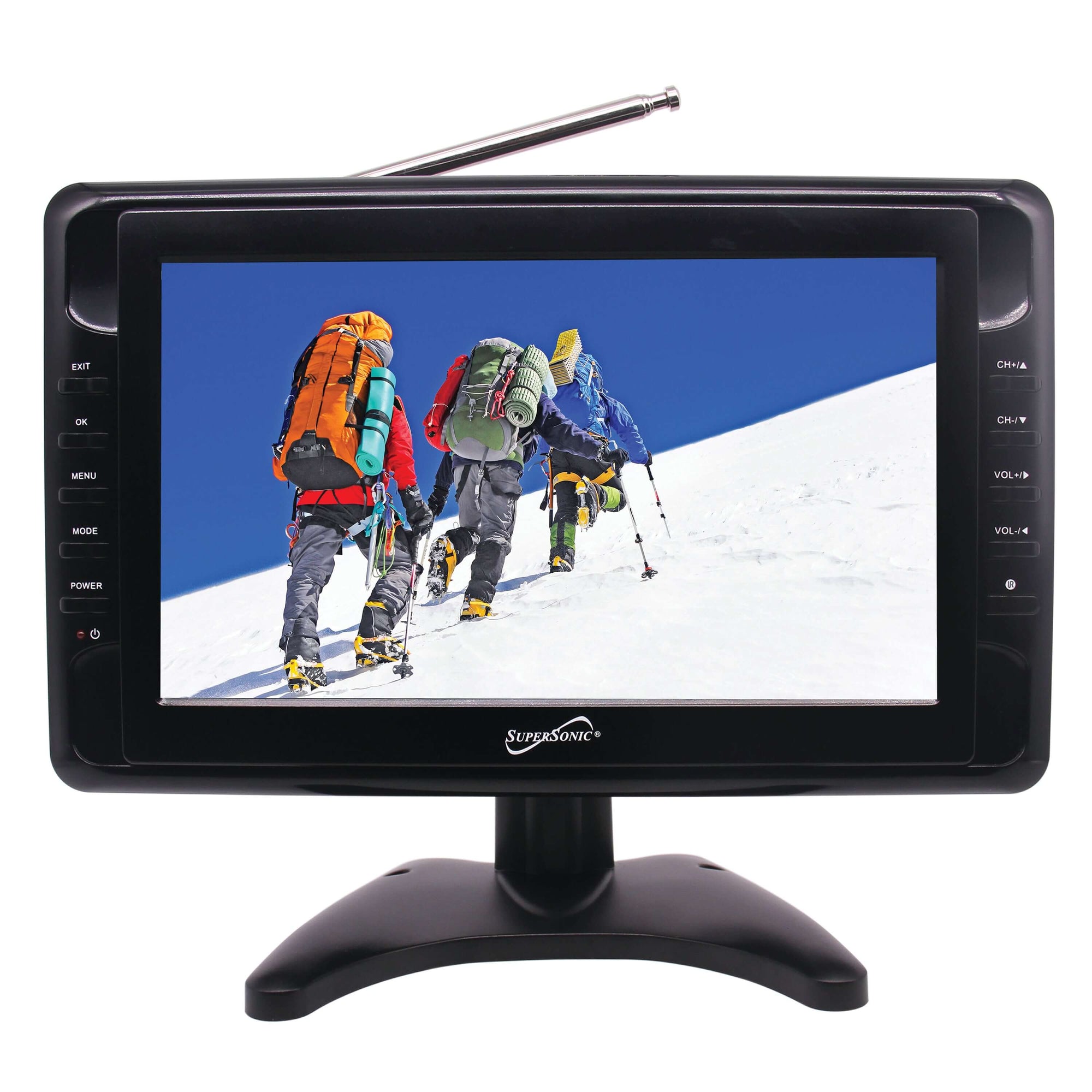 Supersonic 10" Portable Digital LED TV with USB and SD Inputs, 12 Volt AC/DC Compatible Handheld Television (SC-2810)