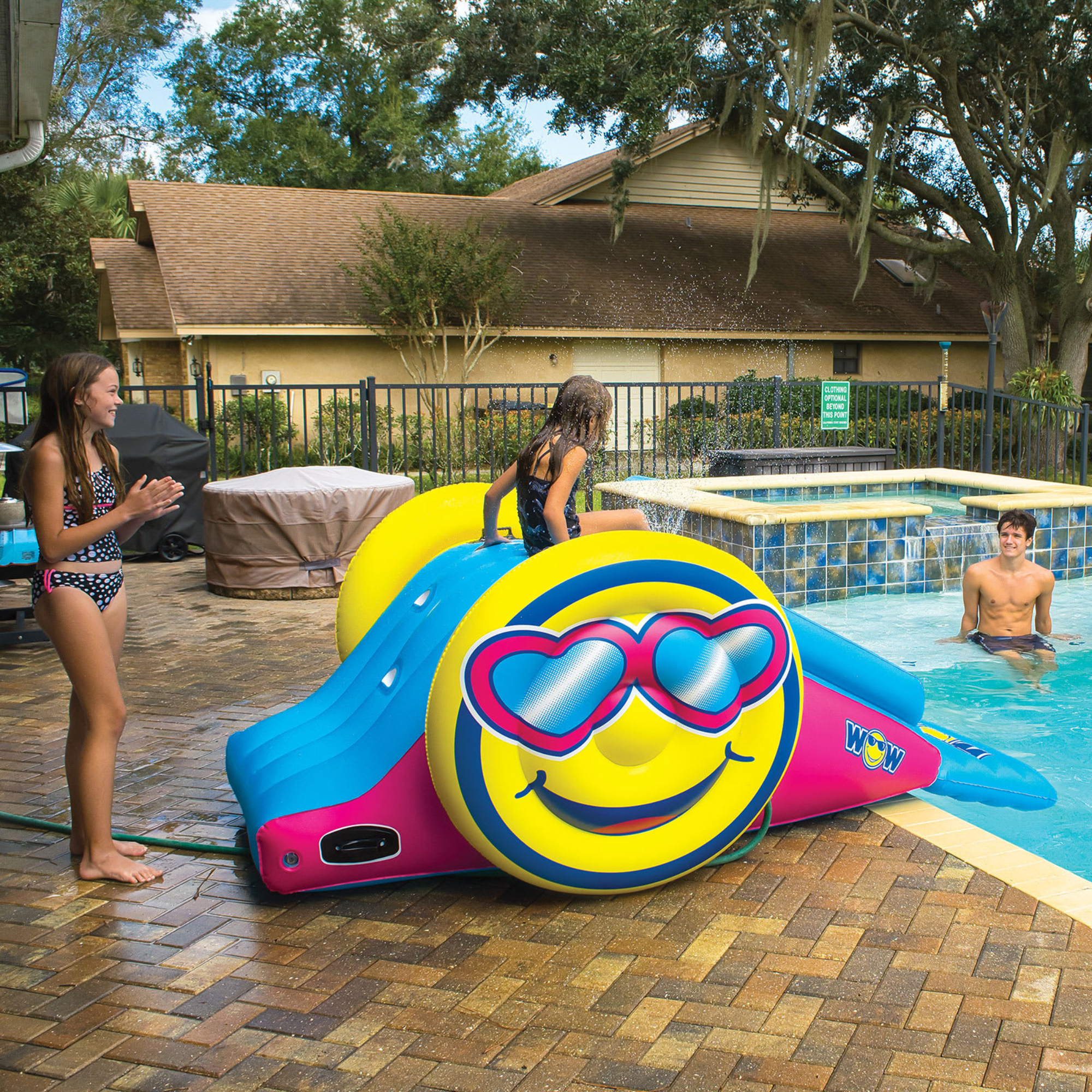 WOW Watersports Fun Inflatable Water Slide with Sprinklers for In-Ground Pools