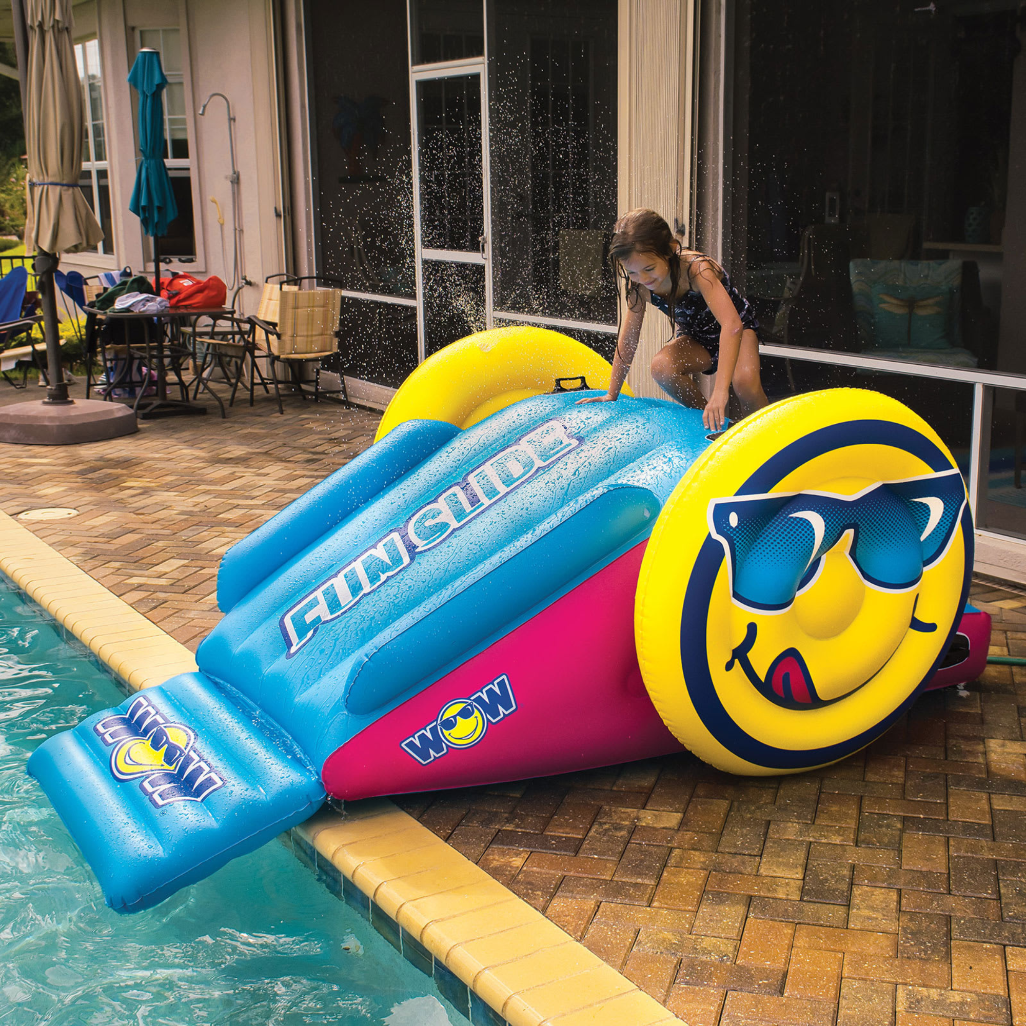 WOW Watersports Fun Inflatable Water Slide with Sprinklers for In-Ground Pools