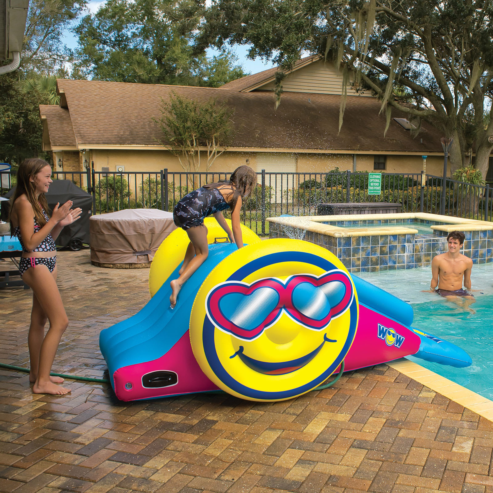 WOW Watersports Fun Inflatable Water Slide with Sprinklers for In-Ground Pools