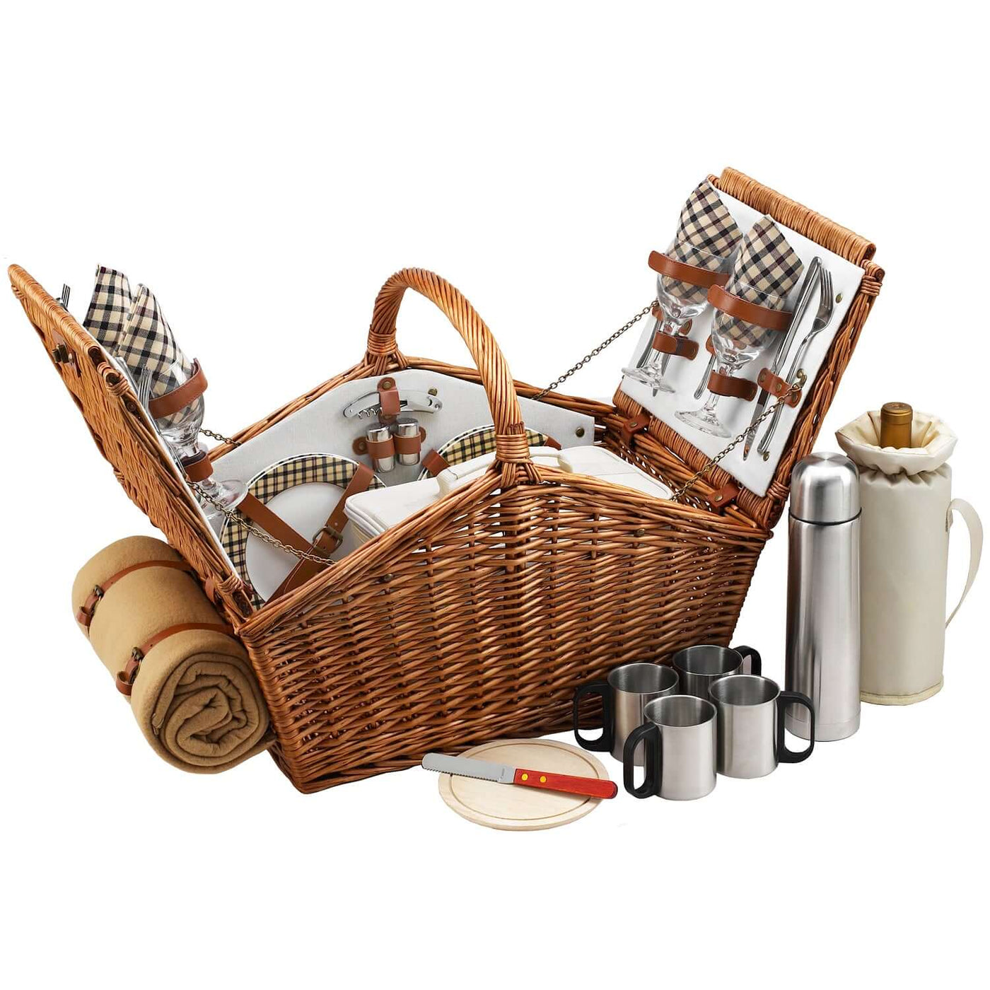 Picnic at Ascot Huntsman Basket for 4 w/coffee set & blanket