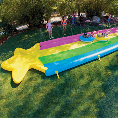 WOW Sports 40' x 8' Rainbow Star Super Slide with 2 Inflatable Sleds (21-2520-WOW)