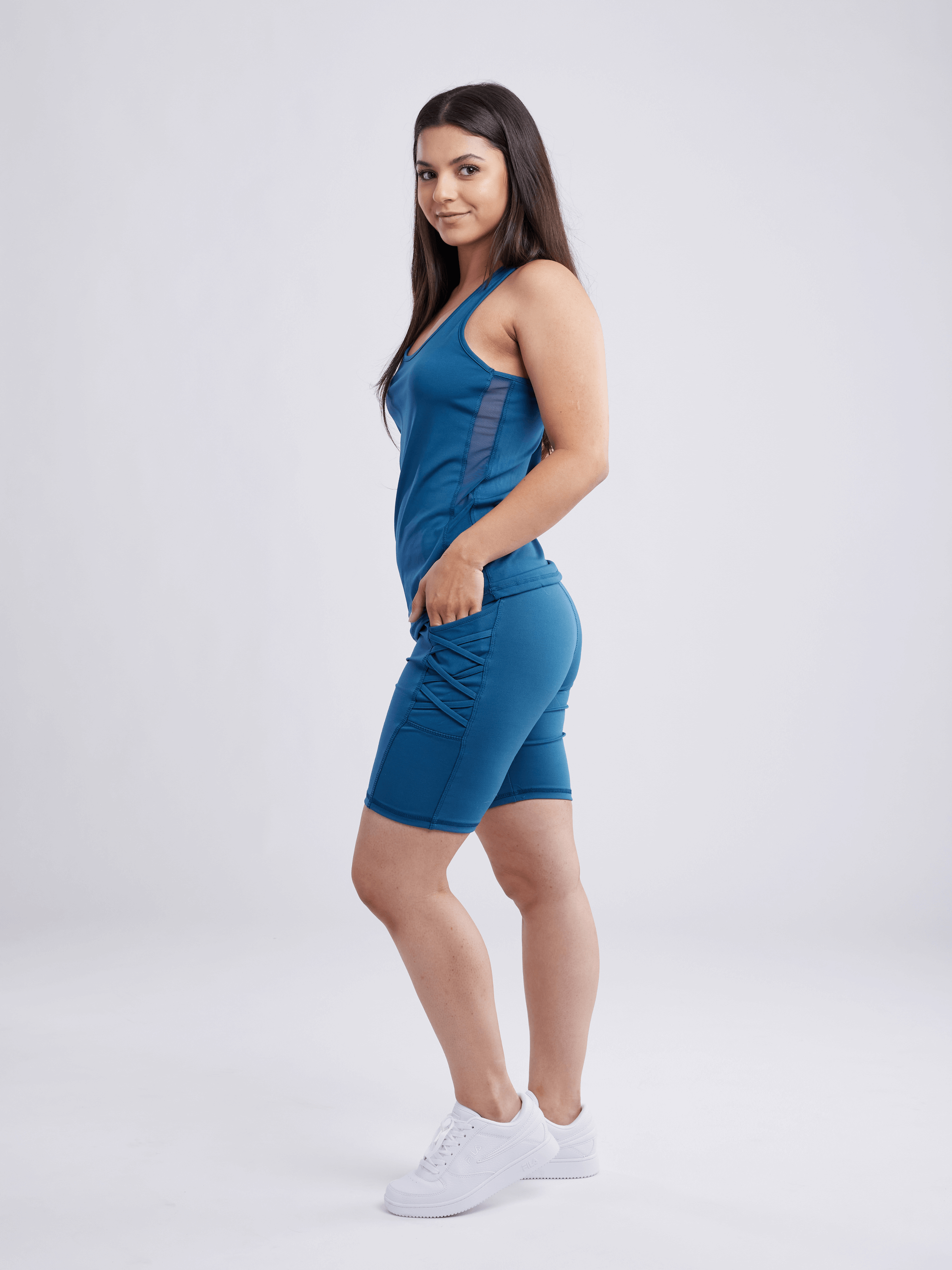 JupiterGear High-Waisted Workout Shorts with Pockets & Criss Cross Design