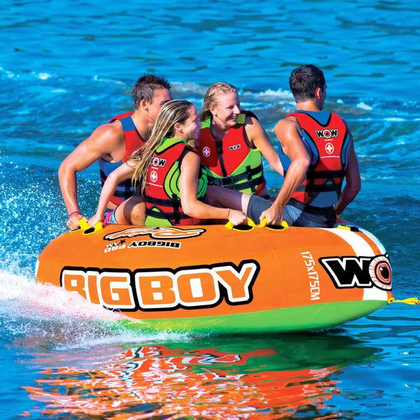 WOW Sports Big Boy Racing 1-4 Person Towable Water Tube For Pool and Lake