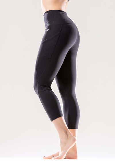 Zyia Active Black Cropped Leggings With Pockets Womens Size 2 Mid Rise  Stretch