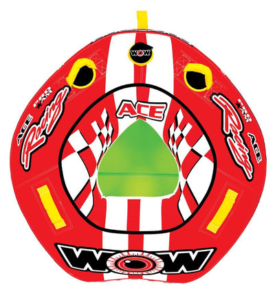 WOW Sports 1 Person Towable Water Tube - Ace Racing Starter Kit w 12V Pump & 1K Tow Rope