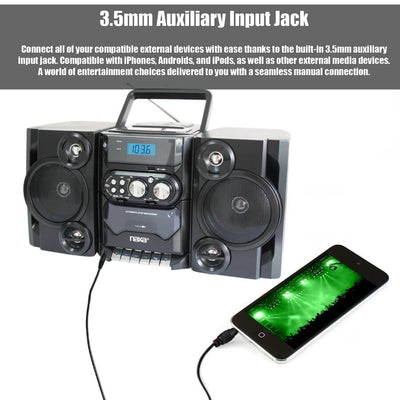Portable MP3/CD/USB Player with Stereo Radio & Cassette Recorder