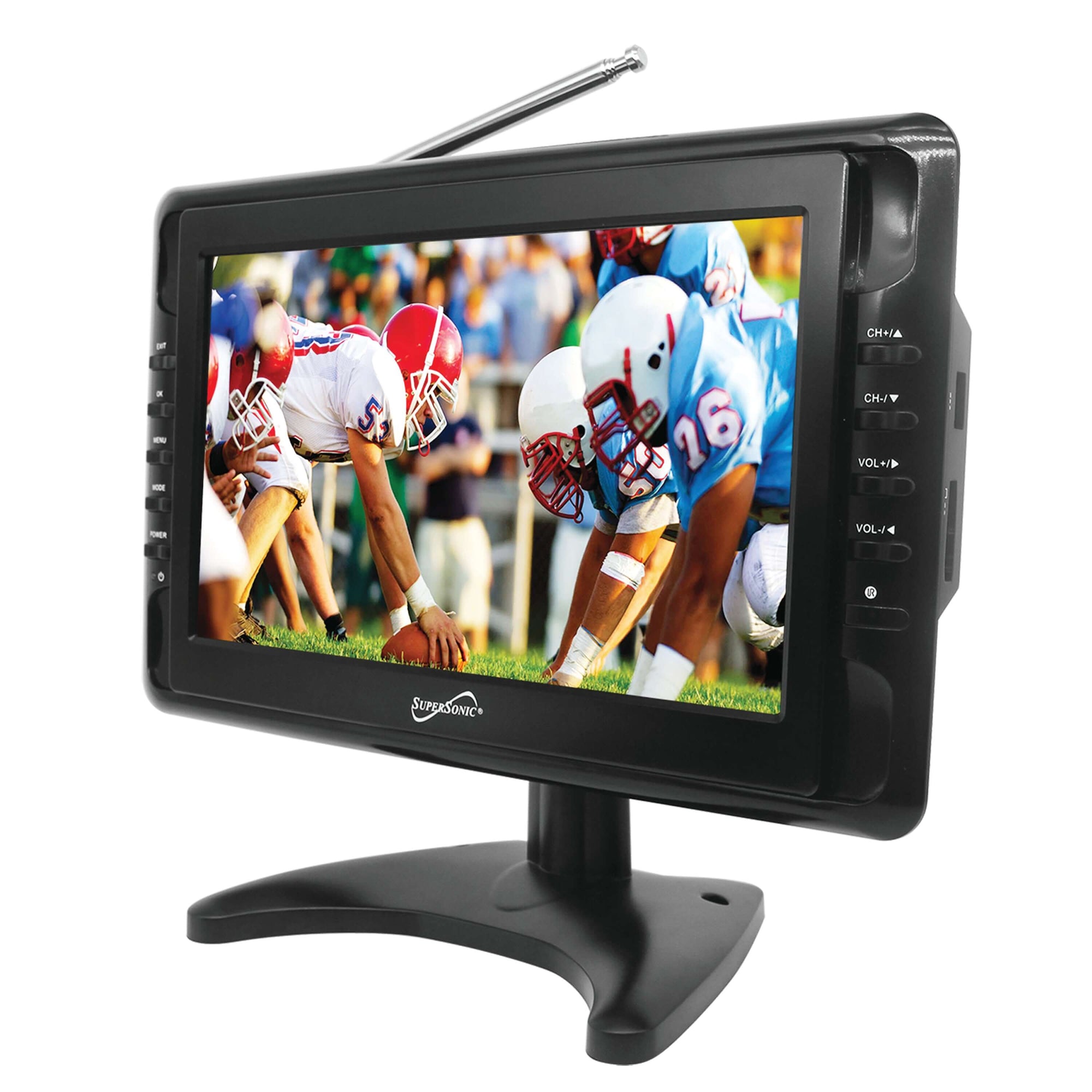 Supersonic 10" Portable Digital LED TV with USB and SD Inputs, 12 Volt AC/DC Compatible Handheld Television (SC-2810)