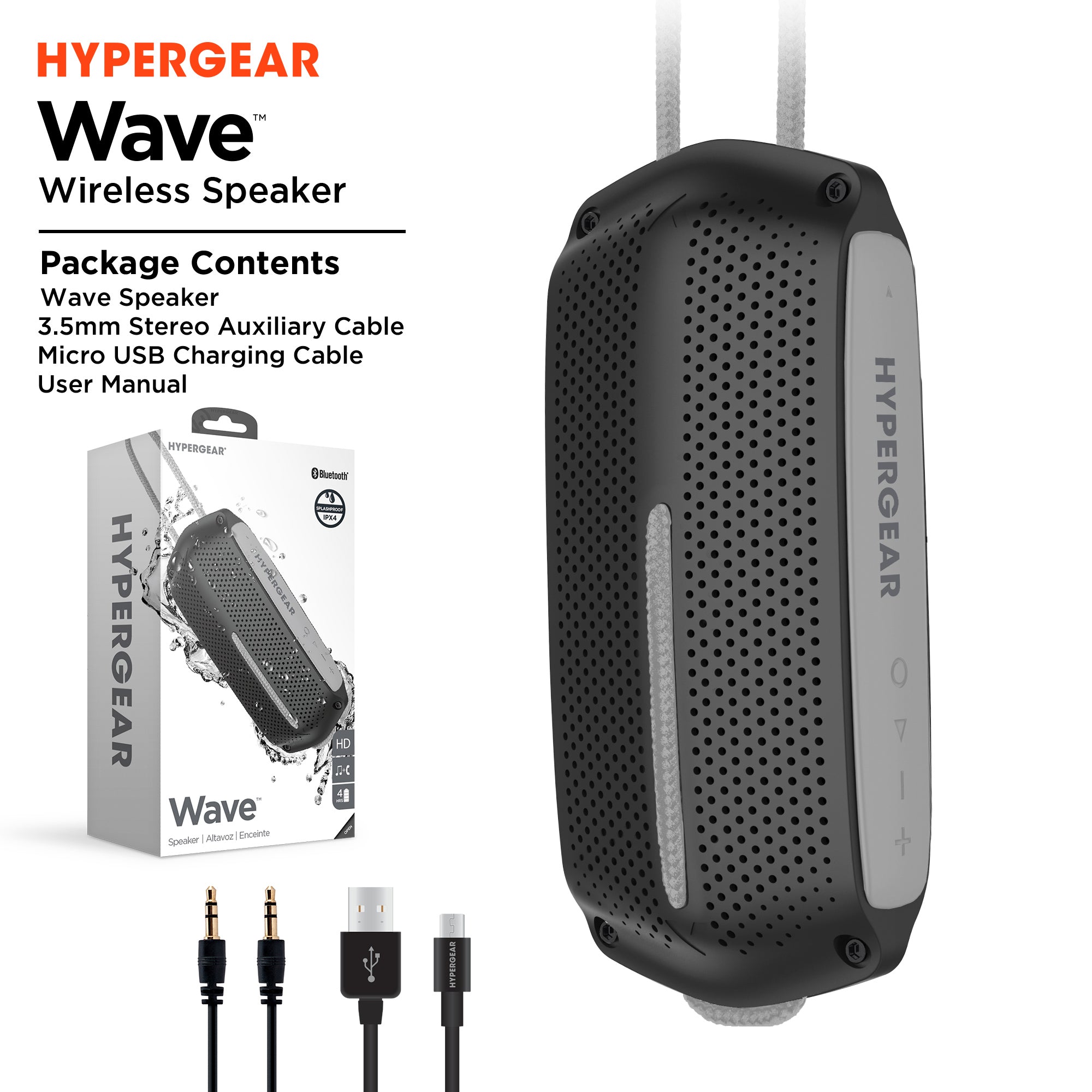 HyperGear Wave Water Resistant Wireless Speaker with Extended Battery Life