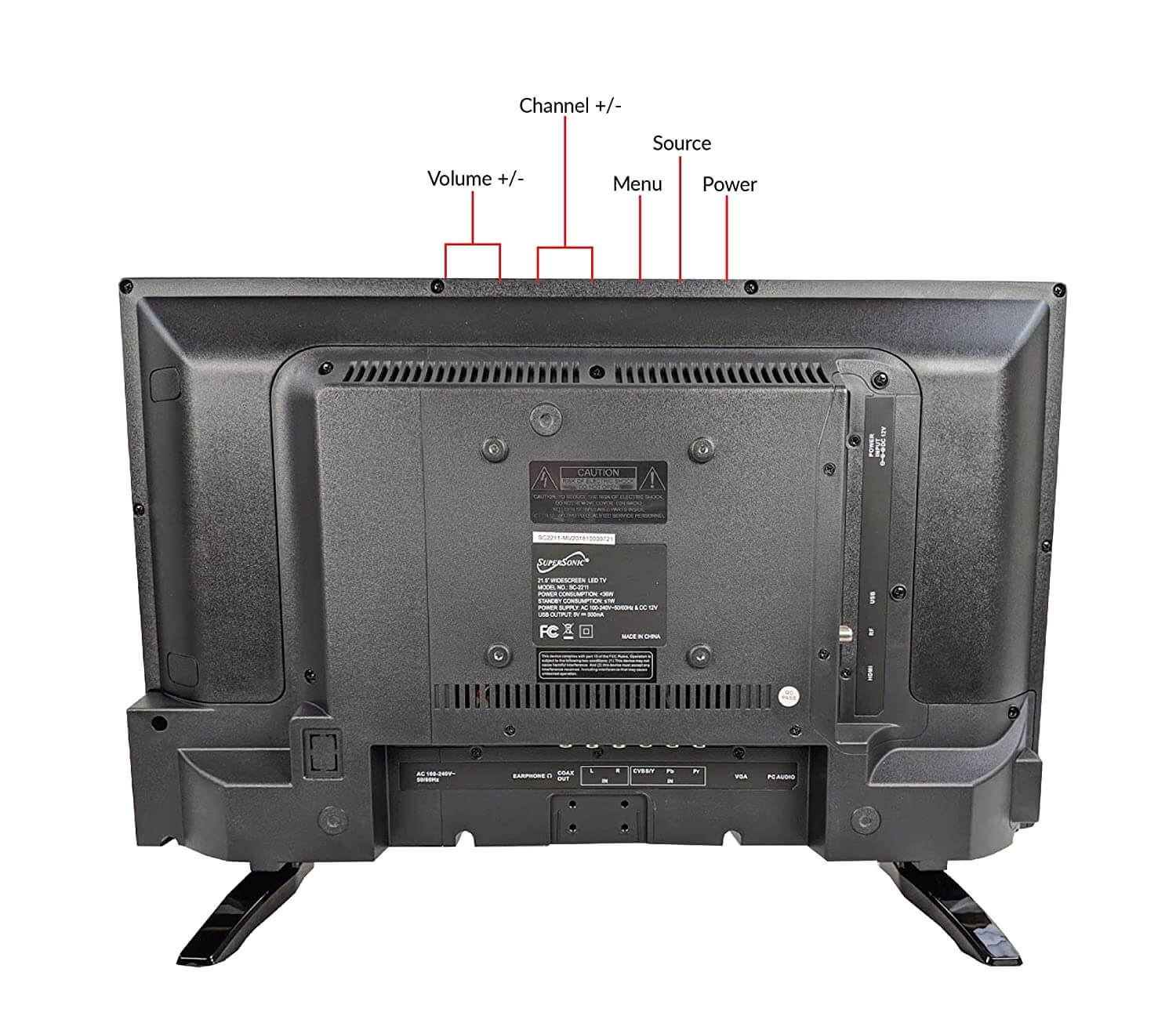 22" Supersonic 12 Volt AC/DC Widescreen LED HDTV with USB and HDMI