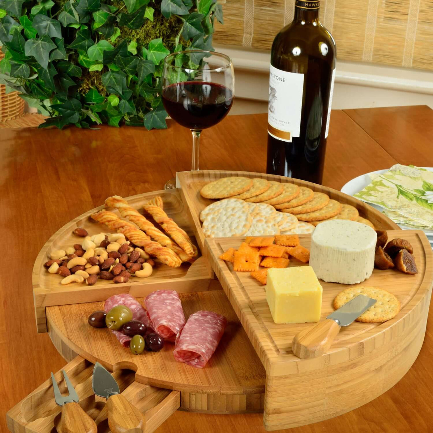 Picnic at Ascot Vienna Transforming Bamboo Cheese Board Set