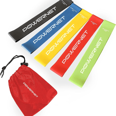 PowerNet Resistance Loop Exercise Bands with Carry Bag