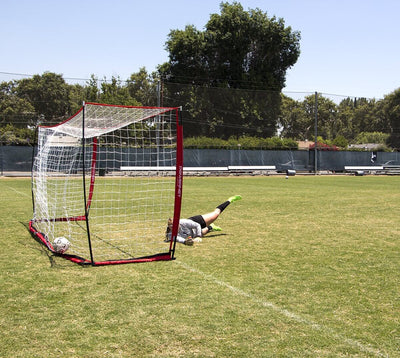PowerNet Soccer Goal 14x7 Portable  Instant Collapsible Bow Style Net + Wheeled Carry Bag
