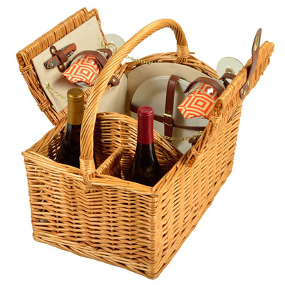 Picnic at Ascot Vineyard Willow Picnic Basket with service for 2