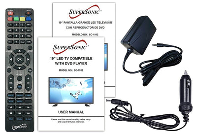 19" Supersonic 12 Volt AC/DC LED HDTV with DVD Player, USB, SD Card Reader and HDMI (SC-1912)