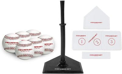 PowerNet Baseball T-Ball 8-Piece Coaching Bundle (6 Soft Core T-Balls, Tee Stand, Bases) (1136)