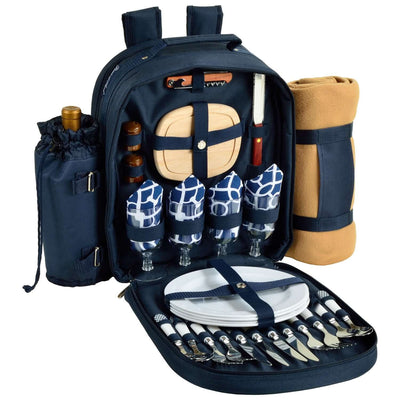 Picnic at Ascot Bold Picnic Backpack for 4 with Blanket