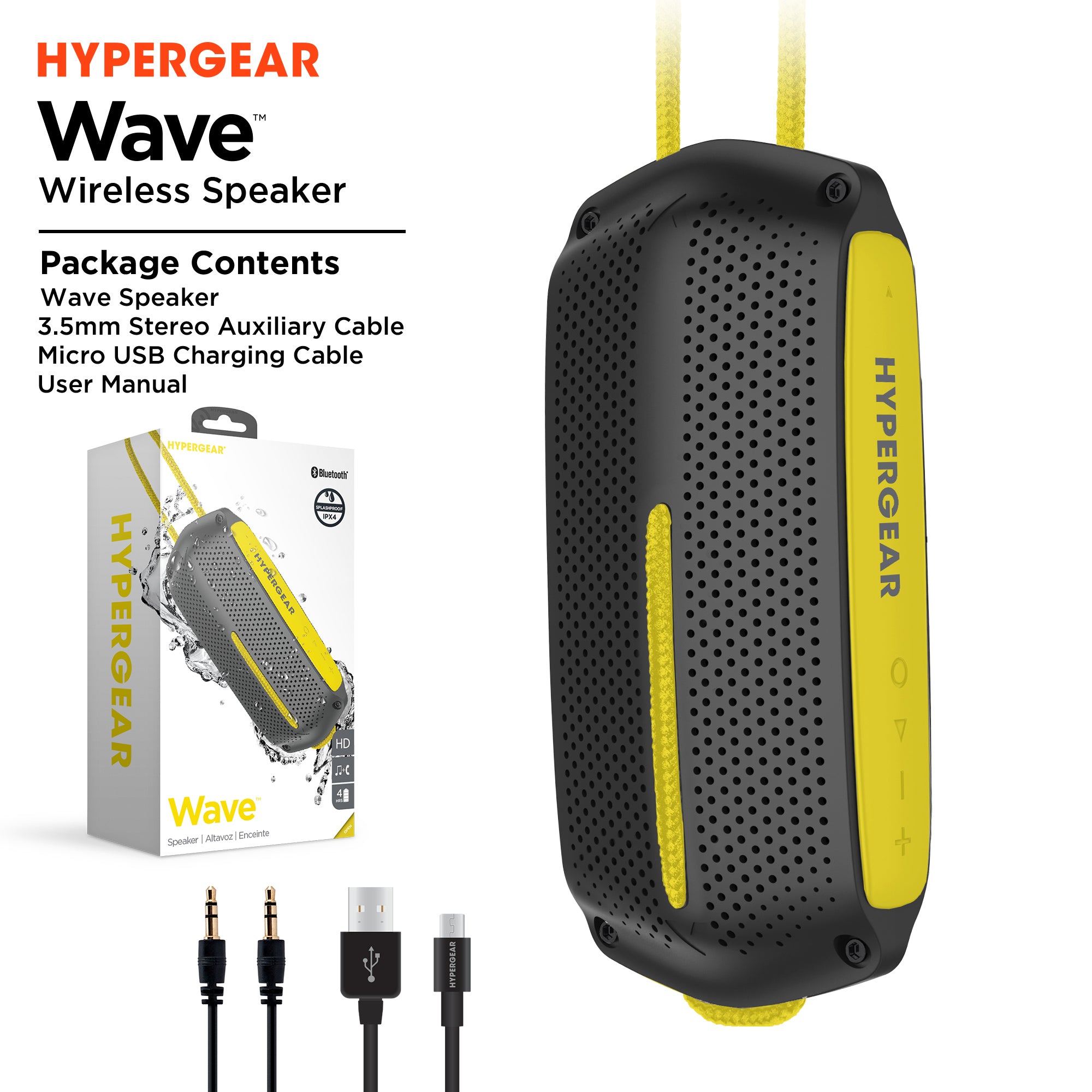 HyperGear Wave Water Resistant Wireless Speaker with Extended Battery Life