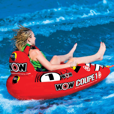 WOW Sports 1 Person Coupe Cockpit Towable Water Tube and Lounge Chair (15-1020)