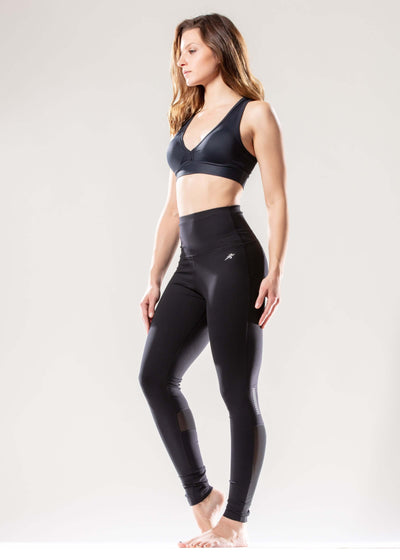 Energique Athletic Leggings with Reflective Strips and Mesh Panels