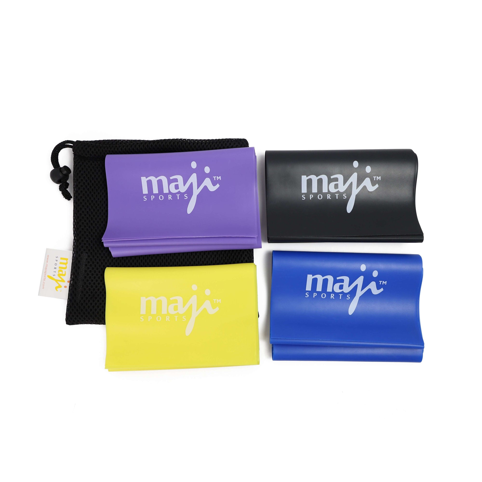 Maji Sports Full Body Exercise and Stretch Bands - Variable Resistance 4 Pack
