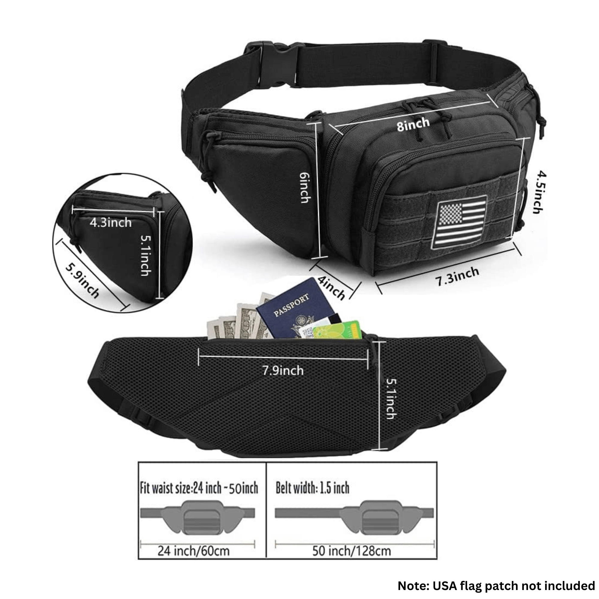  Tactical Waist Pack Military Waist Bag Fanny Pack Hip Bum Bag  with Adjustable Strap for Camping Hiking Hunting (Army Green) : Sports &  Outdoors