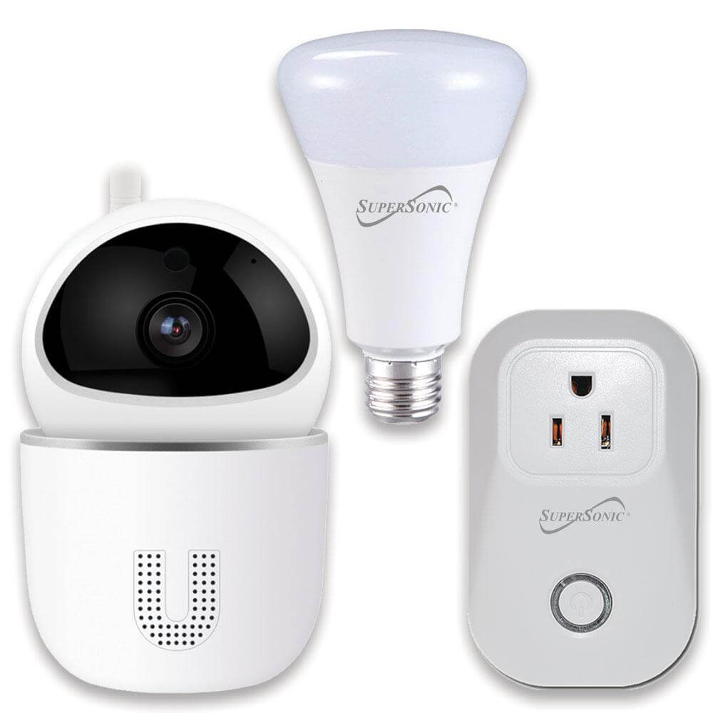 Supersonic 3-Pc. Smart Home Starter Kit with WiFi enabled: HD Camera, Plug, and Bulb
