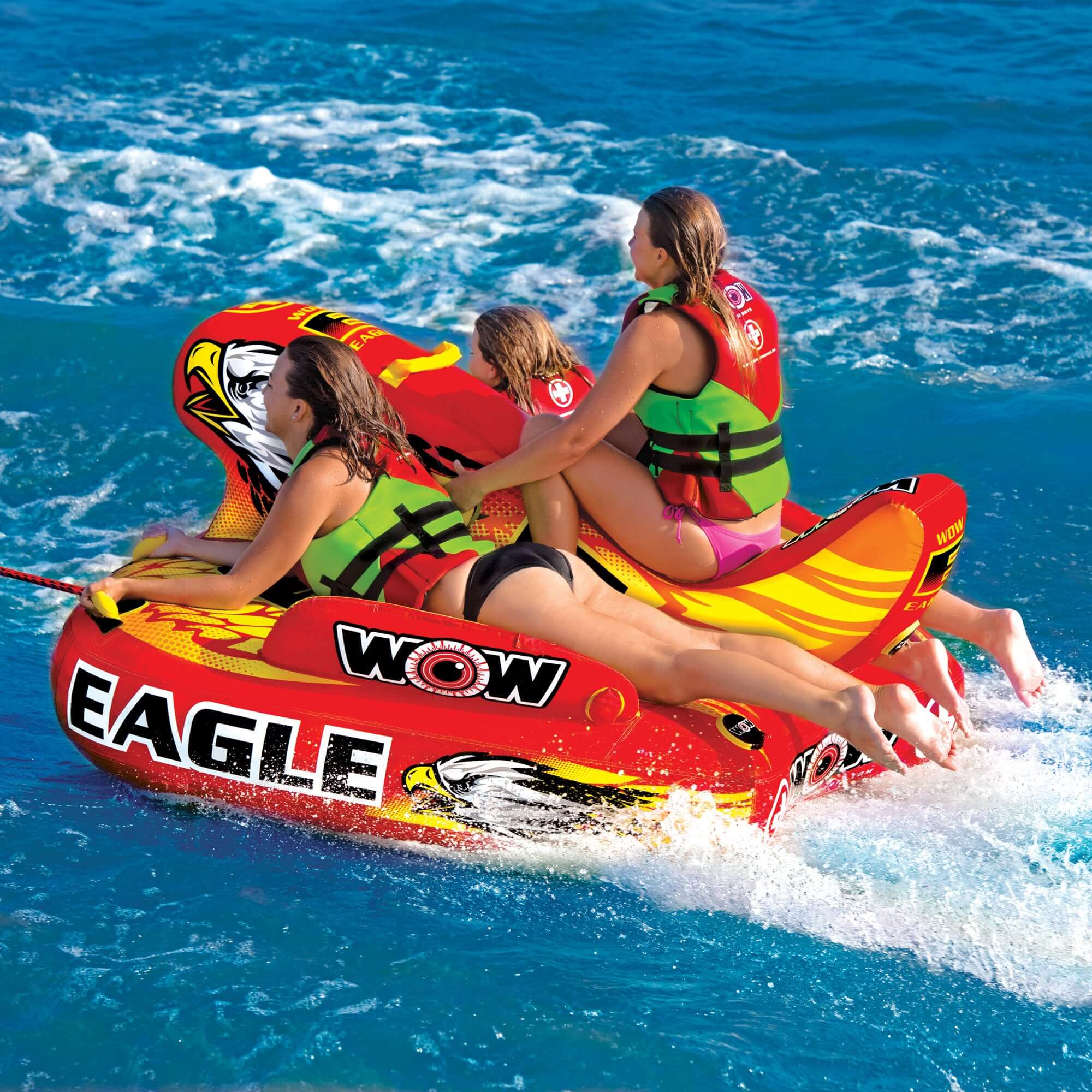WOW Sports Wow Eagle 1-3 Person Hybrid Towable Water Tube For Pool and Lake
