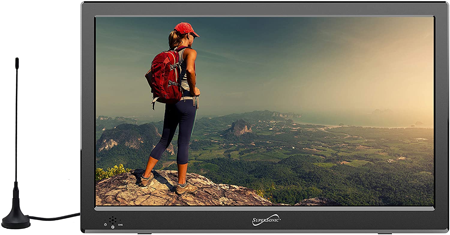 13" Supersonic Portable Digital LED TV with USB, SD, and HDMI Inputs and FM Radio | 12-Volt AC/DC Compatible