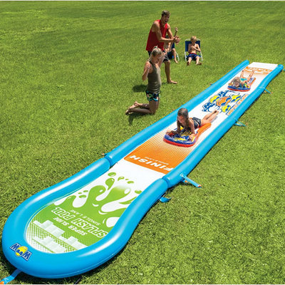 WOW Sports Single Lane Backyard Lawn Slide with Attached Pool