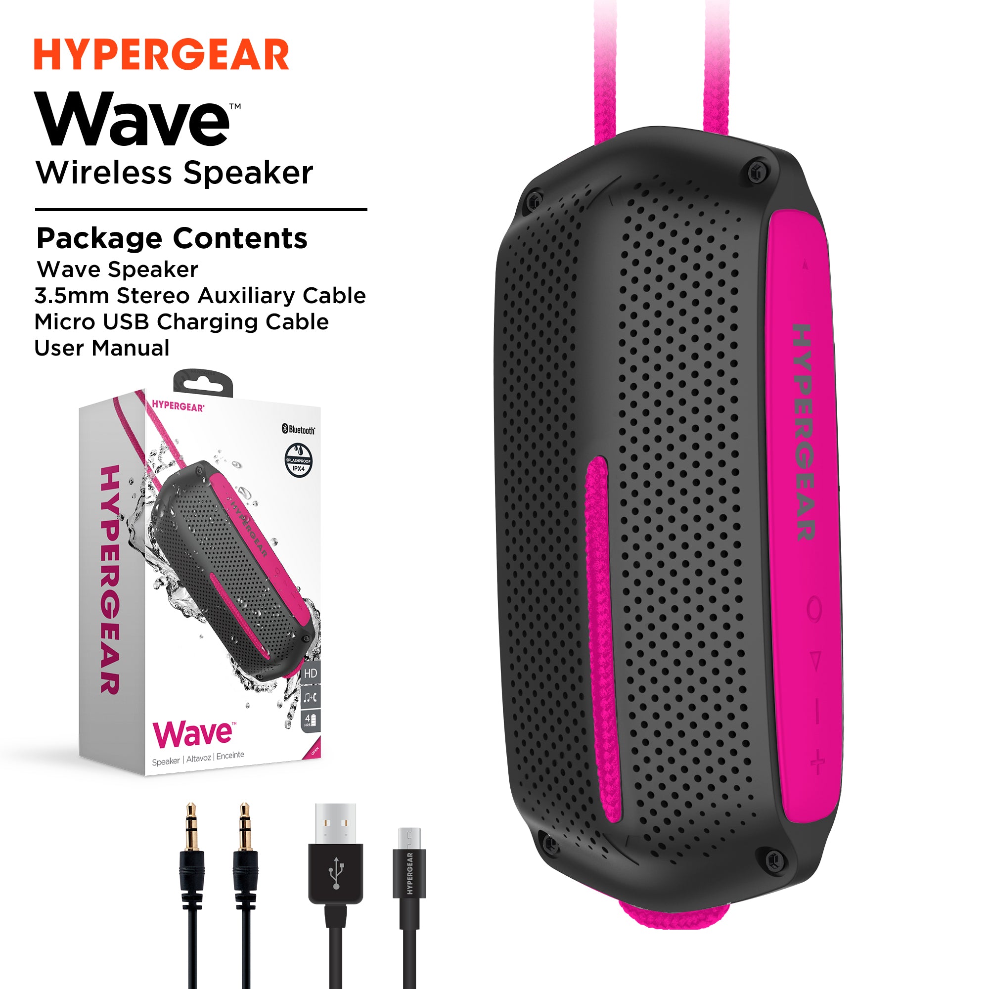 HyperGear Wave Water Resistant Wireless Speaker with Extended Battery Life