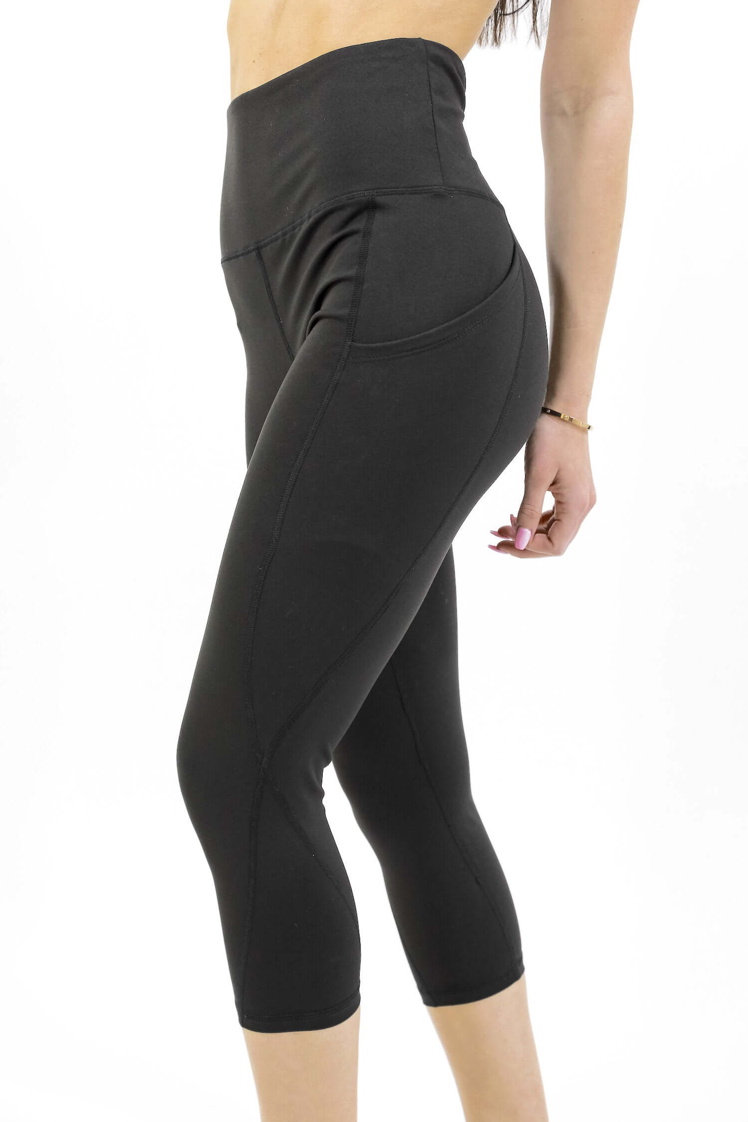 2 Packs Seamless Capri Yoga Pants - HY61 - 2 Packs Black / S-M