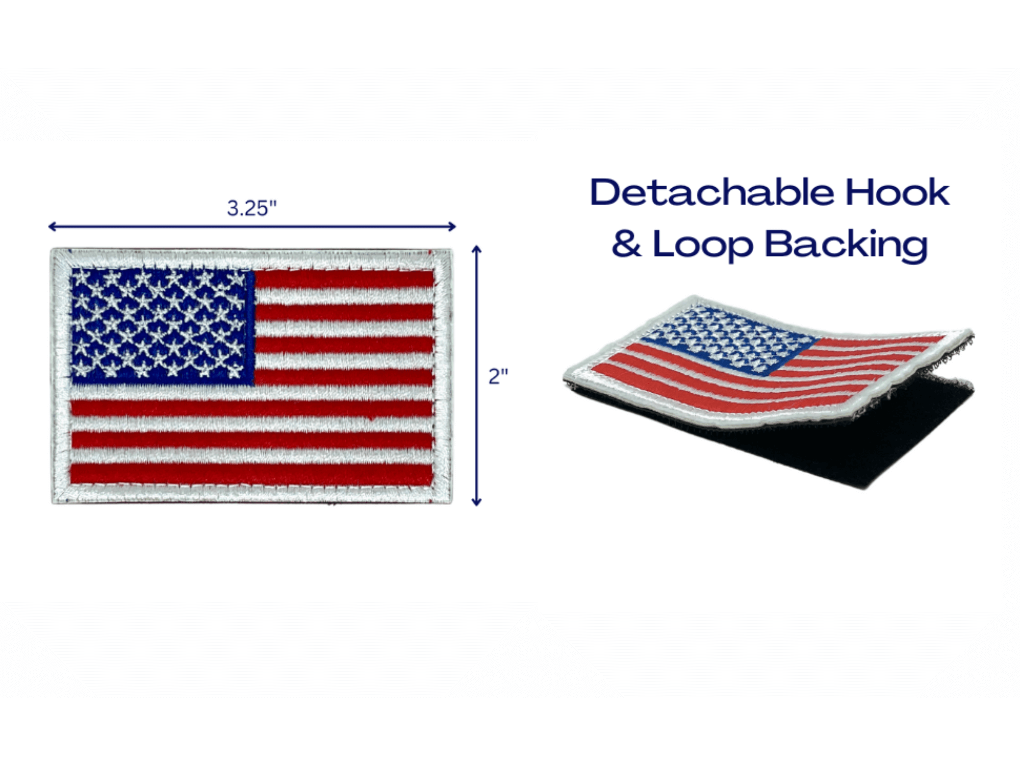 Tactical USA Flag Patch with Detachable Backing - Black & White